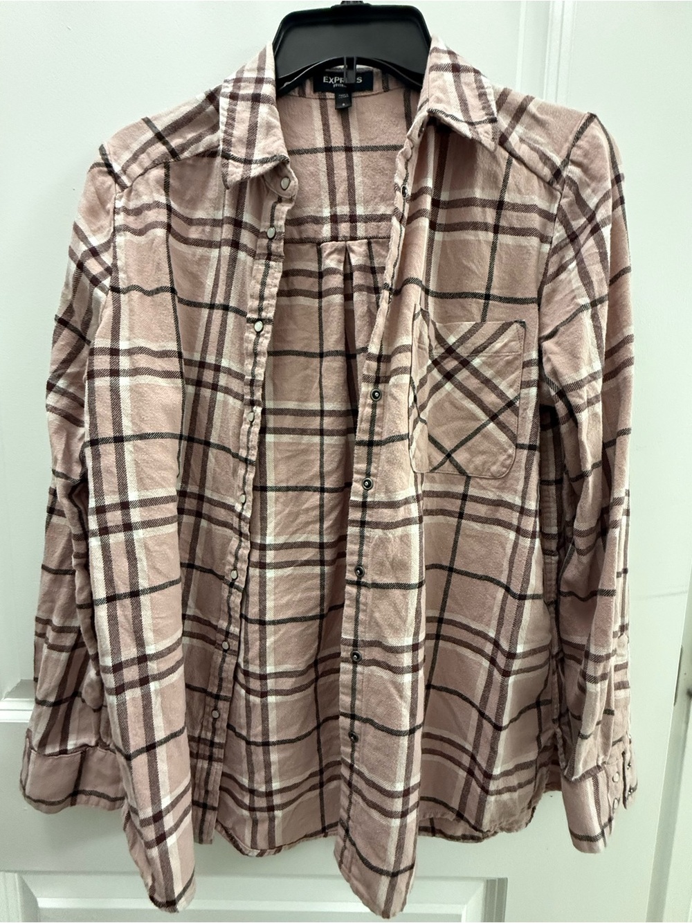 Express Pink Plaid Button-Down Shirt
